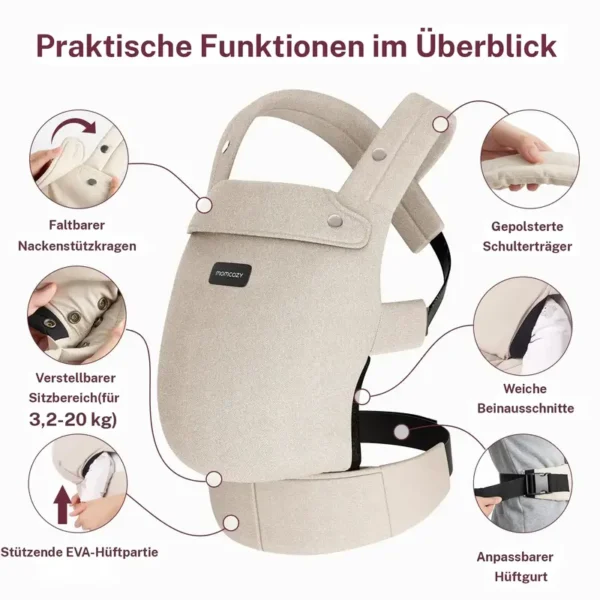 Momcozy Tragetuch - ergonomisch, bequem und leicht, geeignet für Babys von 3-20kg, einfach anzuziehen, ideal für das kinderfreundliche Elternsein - Image 5